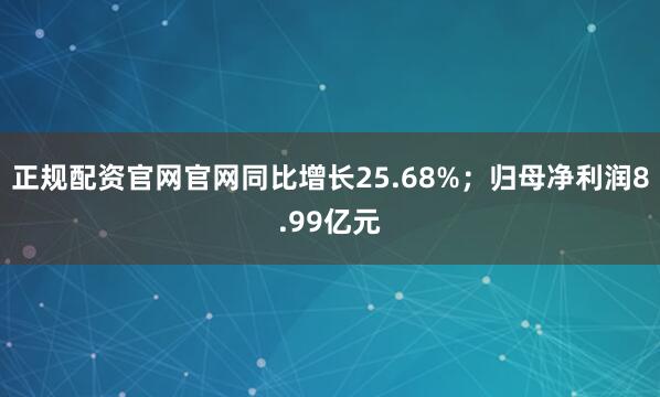 正规配资官网官网同比增长25.68%；归母净利润8.99亿元